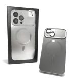 Чехол iPhone 15 Silicon Case Glass Slim with Magsafe Gold