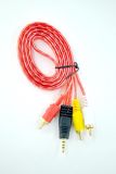 Кабель 3.5mm тато / 3RCA тато 1.5m (силіконова оплетка) Red 