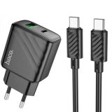 СЗУ-USB HOCO CS23A PD30W+ QC3.0 (1USB/1Type-C) + кабель Type-C-Type-C Black
