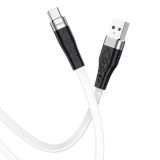 Usb-cable Type-C HOCO X53 "Angel" 3А 1m (плоский,метал.коннект) White