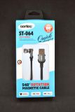 Usb-cable Micro USB Sertec ST-064 2.4A 1m (Г-образний, круглий, тканевий, Magnetic) Black / grey