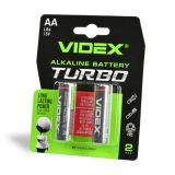 Батарейка Videx Turbo LR6T AA щелочная (2 на блистере, 40 в упак.)