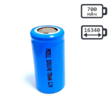 АКБ літієвий 16340, 3,7V 700mA/год (34*16мм) котакти для точкового зварювання без захисту (W) - Ціна Тижня!