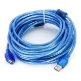 Кабель USB папа/мама (AM/AF) с ферритом 10м (силиконовая оплетка) Синий