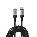Cable Type-C/iPhone 5 HOCO X121 27W 1.5m (круглый) Black