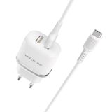 СЗУ-USB BOROFONE BA25A 2.4A 2USB + кабель Type-C White (блістер)