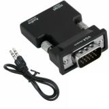 Конвертер HDMI на VGA (папа) + кабель AUX (тех.пак.) Black