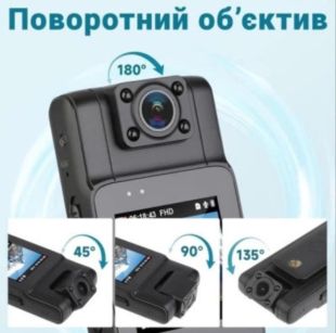 Боді-камера Law enforcement (KAR82) ART-0714 на прищіпці (1.54", SD, нічна зйомка, 180°)