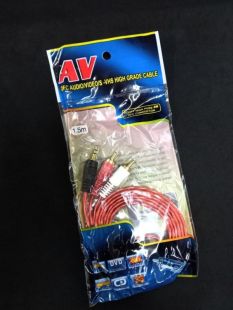 Кабель 3.5mm папа/2RCA папа 1.5m (силиконовая оплетка) Red 