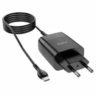 МЗП-USB HOCO C86A 2.4A 2 Usb + кабель Type-C (LED дисплей) Black
