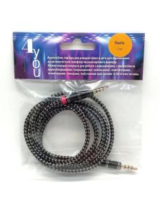 Аудио кабель 3,5mm/3,5mm AUX 4you Suris 1.5m черный  (от10шт - 10%)