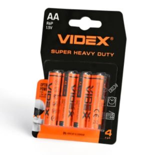Батарейка Videx R6P AA сольова (4 на блістері)