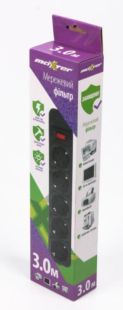 Фильтр сетевой Maxxter SPM5-G-10B, 5 розеток, черный 3м (с предохранителем)
