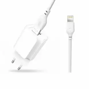 МЗП-USB XO L35D 2.1A 2 Usb + кабель iPhone 5 White