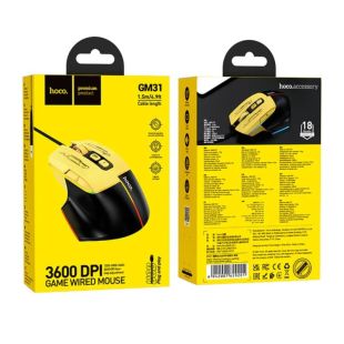 Мышь проводная HOCO GM31 Black/yellow