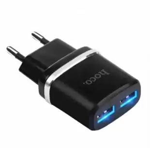 МЗП-USB HOCO C12 Smart 2.4A 2 Usb + кабель iPhone 5 Black