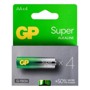 Батарейка GP 15AETA21-2GSB4 Super Alkaline LR6, AA (4 у блістері,40 в упаковці) 