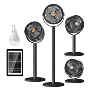 Вентилятор SOLAR FLOOR FAN S39 4в1 (настіл/підлоговий, АКБ,5 швидкостей, сонячна панель, Type-C) Black