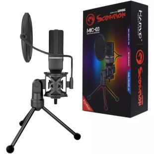 Микрофон MARVO MIC-03 (LED, трипод) Black