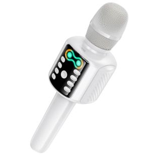 Микрофон-караоке беспроводной HOCO L24 "Shine" (Bluetooth 5.0, USB слот, 1-динамик) White