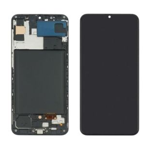 LCD Samsung A30s/A307 (2019) із чорним тачскрином + корпусна рамка IPS (М)