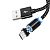 Usb-cable Micro USB Aspor-360Pro magnetic 2.4A 1m (круглий,тканина + пластик,метал.коннек) Black