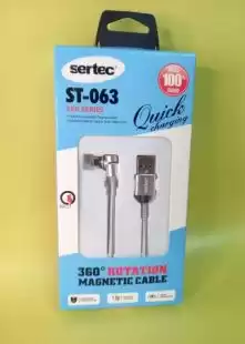 Usb-cable iPhone 5 Sertec ST-063 2.4A 1m ( Г-образний, метал.коннектор, круглий, Magnetic ) Grey