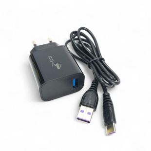 CЗУ 4you A12 (1200mAh - 100%, 1 USB, Led подсветка, Exclusive design) black + Type C