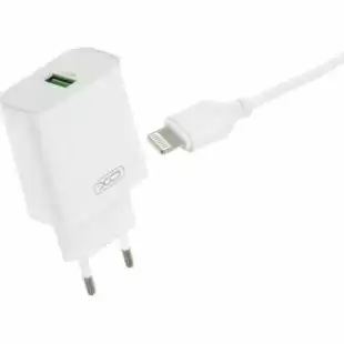 СЗУ-USB XO L103 QC3.0 (3 Usb/3A) + кабель iPhone 5 (блістер) White