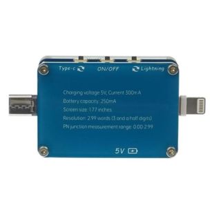 Тестер разъёмов питания Relife TB-09, Type C/ Lightning с ЖК дисплеем и встр АКБ (M) - Цена Недели!