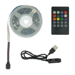 LED лента USB RGB 5V, IP 20, 10м, с пультом, на самоклейке(М) - Цена Недели!