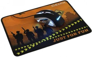 Мышь проводная Gemix W100 Black + игровая поверхность