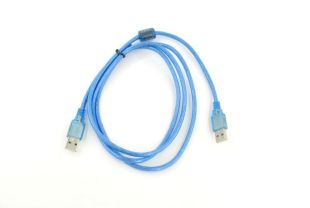 Кабель USB папа/папа (AM/AF) с ферритом 1,5м (силиконовая оплетка) Синий