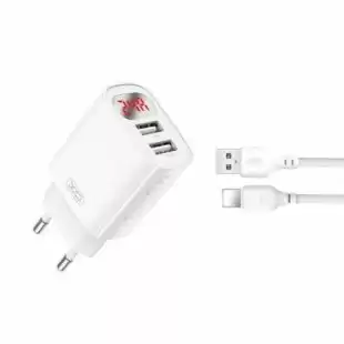 СЗУ-USB XO L95 2.4A 2 Usb + кабель iPhone 5 White
