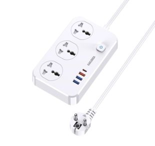 Фильтр сетевой Kakusiga KSC-948 1.5m (2500W, 3USB(1QC), Type C, 3 розетки) White