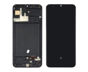 LCD Samsung A30s/A307 (2019) с черным тачскрином + корпусная рамка OLED (М)