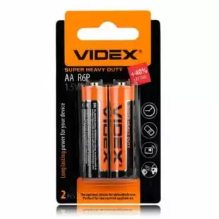 Батарейка Videx R6P AA сольова (2 на блістері, 40 в упаковці)