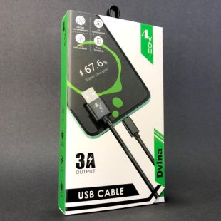 Usb-cable Micro USB 4you Dvina black (3A, 1m, преміум упаковка) - НОВИНКА!