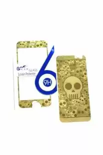 Захисне скло iPhone 6 COLORFUL Gold (2pcs) гравірування skull "Акційна ціна"