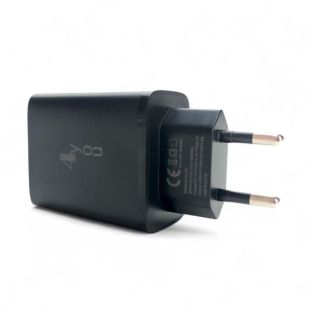 CЗУ 4you A52 (PD 22.5W, Fast Charger QC 3.0, 5V/3A, 9V/12V-1.5A, 2 виходи) black+ кабель Type C-Type