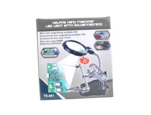 Держатель для плат TE-801 увеличительное стекло,подставка паяльника,подсветка (W) 