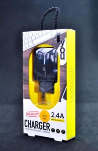 CЗУ 4you A24 (2.4A, Smart IC, Auto ID, улучшенная плата, 2USB, Led) black + Micro USB