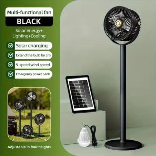 Вентилятор SOLAR FLOOR FAN S39 4в1Black (настол/напольный, АКБ,5 скоростей, солнечная панель,Type-C)