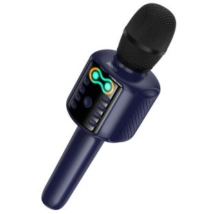 Мікрофон-караоке бездротової HOCO L24 Shine (Bluetooth 5.0, USB слот, 1-динамік) Blue