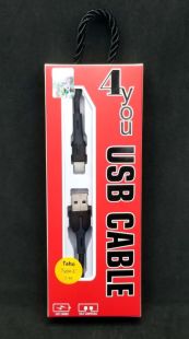 Usb-cable Type-C 4you Taho (2.4A, Silicon, чорний) (від10шт - 10%)