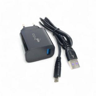 CЗУ 4you A12 (1200mAh - 100%, 1 USB, Led подсветка, Exclusive design) black + Micro USB