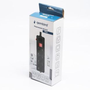 Фильтр сетевой Gembird SPG3-G-15B-PRO 3 розетки, черный 4,5м (с предохранителем)