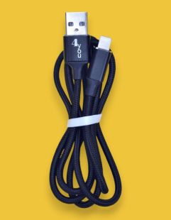 Usb-cable iPhone 5 4you Rido Fast Charge ( 2.1A, круглий, тканина, чорний, 1М ) ) 