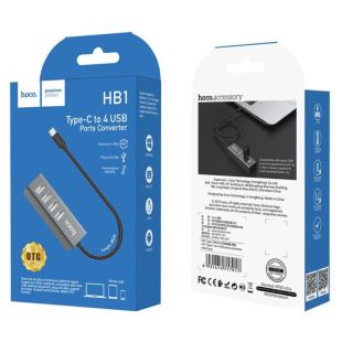 Hub HOCO HB1 4 порта Grey (USB2.0)
