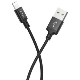 Usb-cable iPhone 5 HOCO X14 Times 2m (круглий, тканевий, метал. коннект) Black